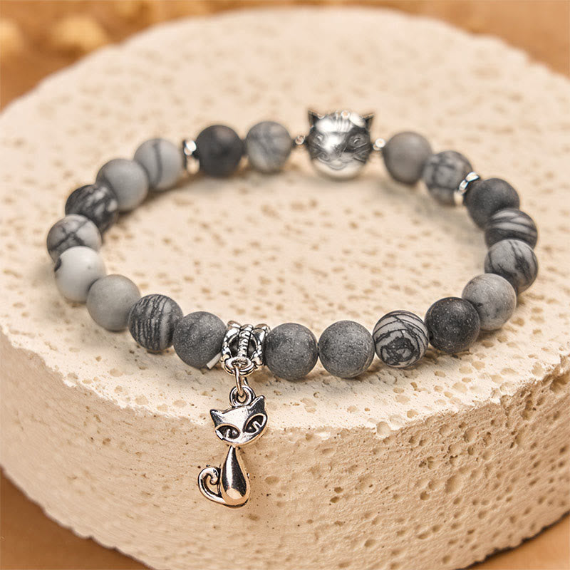 Wear FengShui "Wishing Love and Safety for Your Cat" Grey Tabby Bracelet Includes Gift Message Card