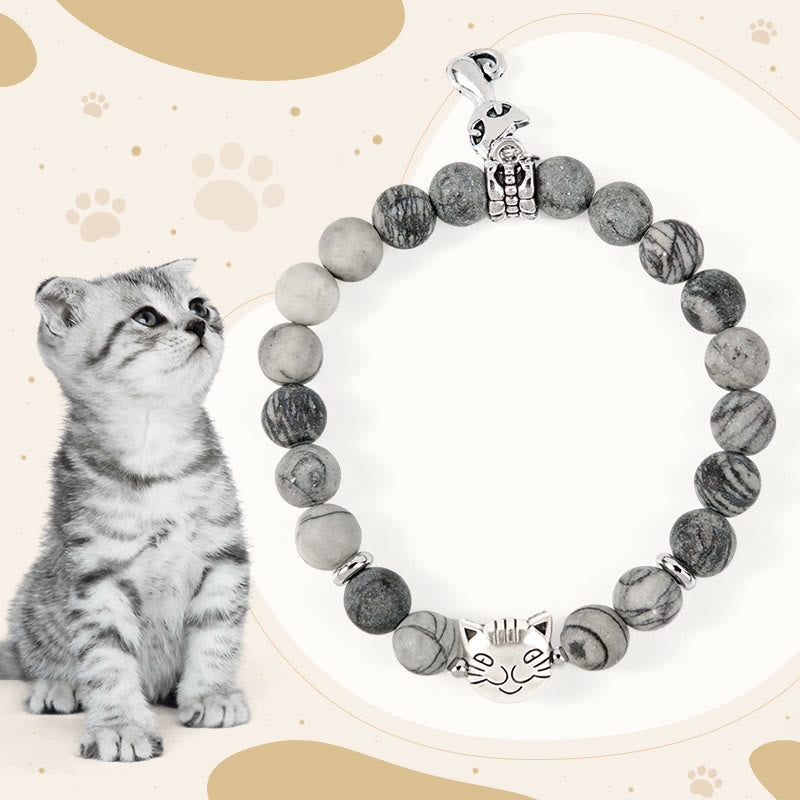 Wear FengShui "Wishing Love and Safety for Your Cat" Grey Tabby Bracelet Includes Gift Message Card