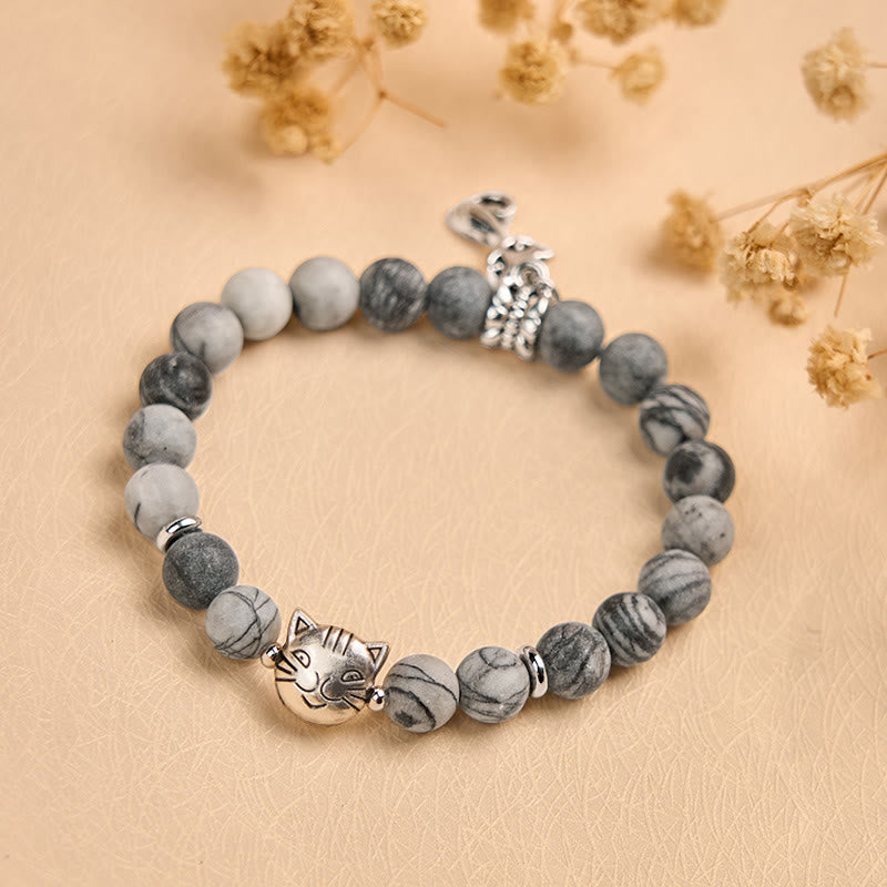 Wear FengShui "Wishing Love and Safety for Your Cat" Grey Tabby Bracelet Includes Gift Message Card