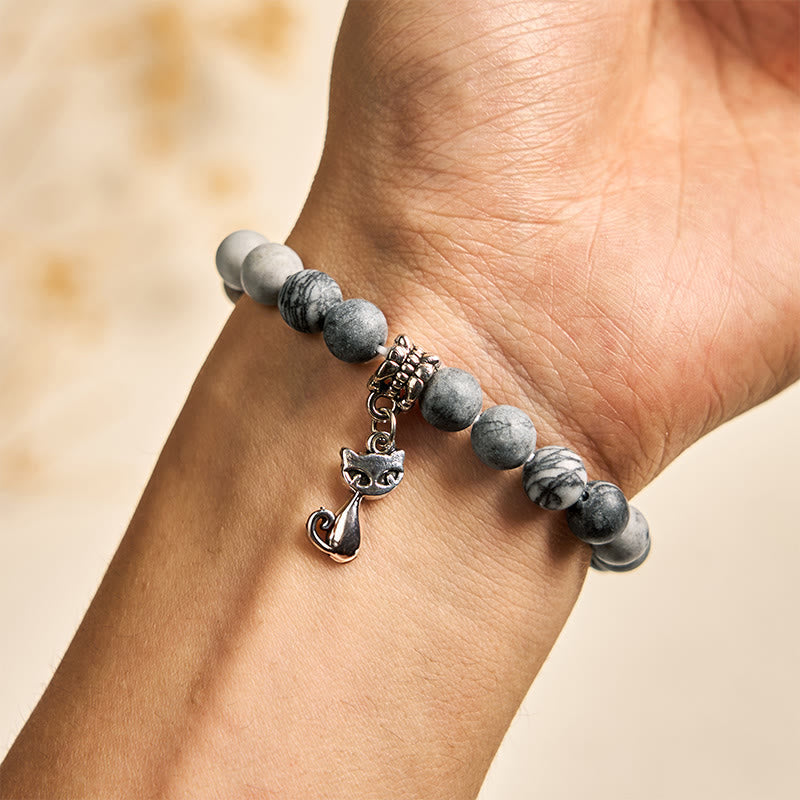 Wear FengShui "Wishing Love and Safety for Your Cat" Grey Tabby Bracelet Includes Gift Message Card