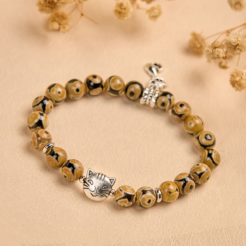 Wear FengShui Bengal Cat Natural Agate Stone Inner Strength Bracelet