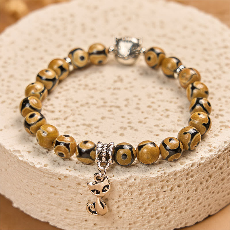 Wear FengShui Bengal Cat Natural Agate Stone Inner Strength Bracelet