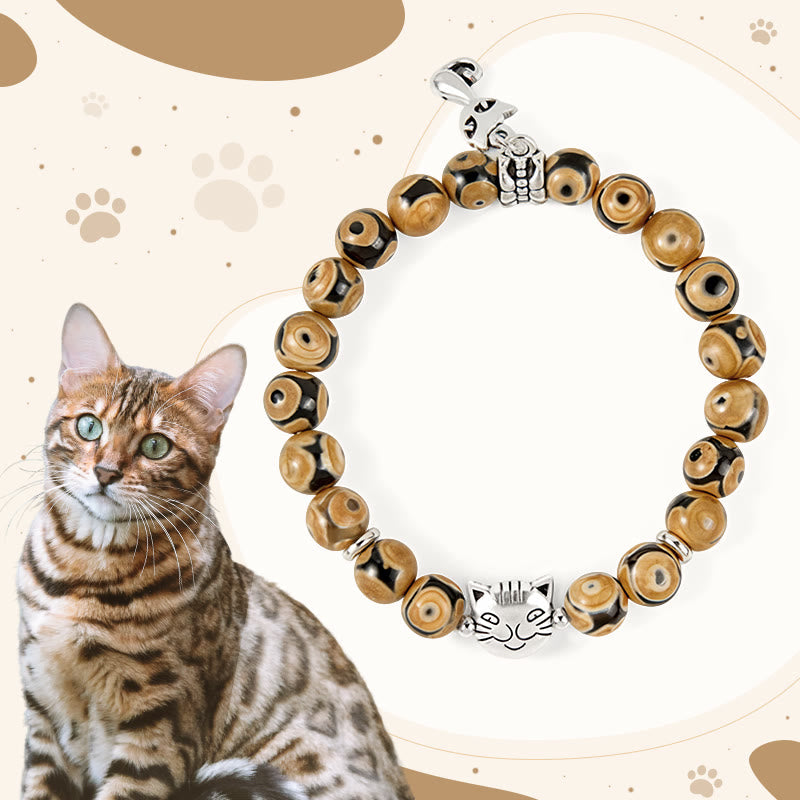 Wear FengShui Bengal Cat Natural Agate Stone Inner Strength Bracelet
