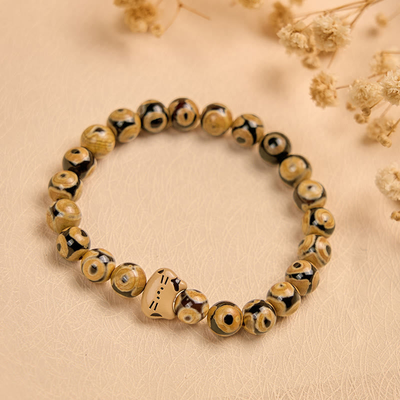 Wear FengShui Bengal Cat Natural Agate Stone Kitten Head Graceful Bracelet