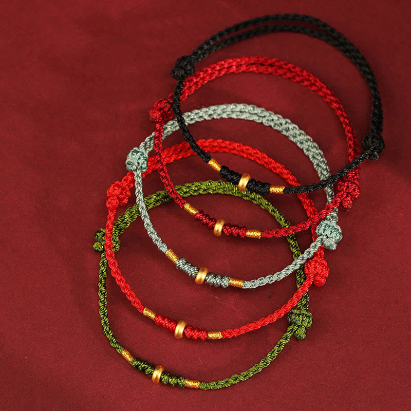 Wear FengShui 999 Gold Small Lucky Beads String Protection Luck Braided Bracelet Anklet