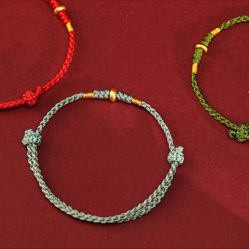 Wear FengShui 999 Gold Small Lucky Beads String Protection Luck Braided Bracelet Anklet