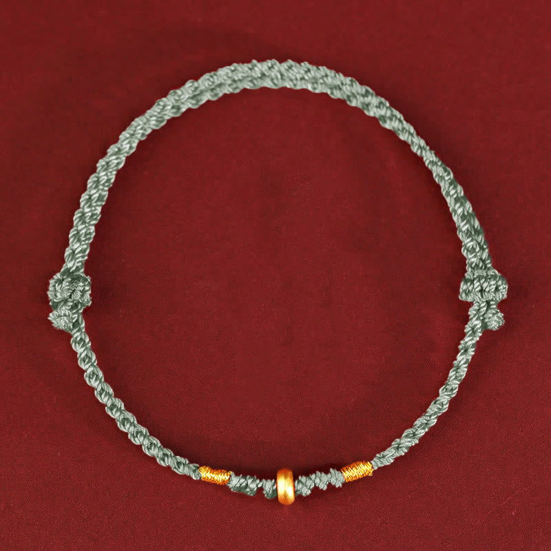 Wear FengShui 999 Gold Small Lucky Beads String Protection Luck Braided Bracelet Anklet