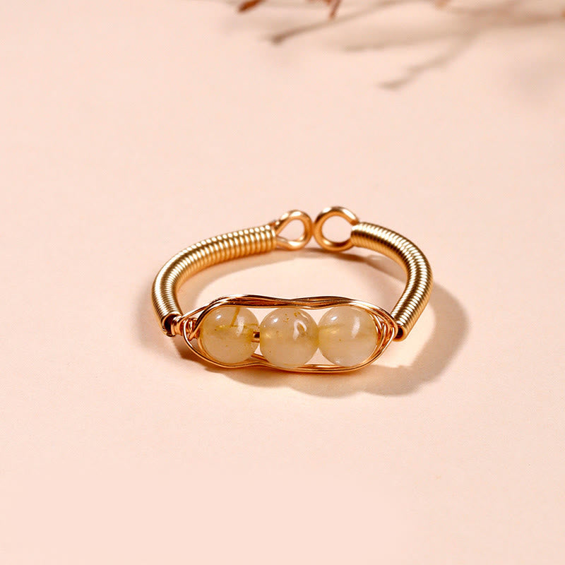Wear FengShui Natural Stone Bead Alloy Healing Open Ring