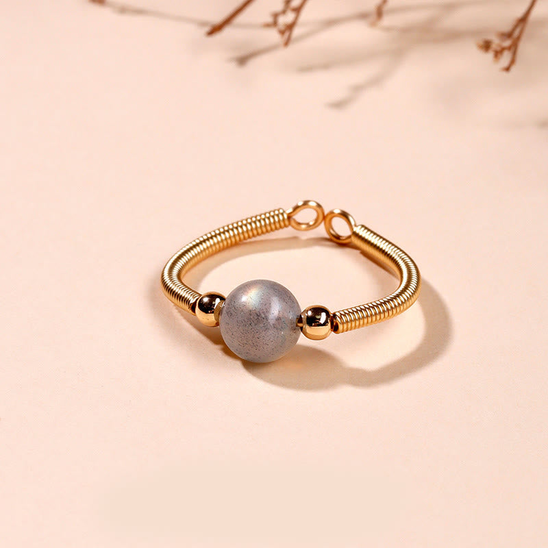 Wear FengShui Natural Stone Bead Alloy Healing Open Ring