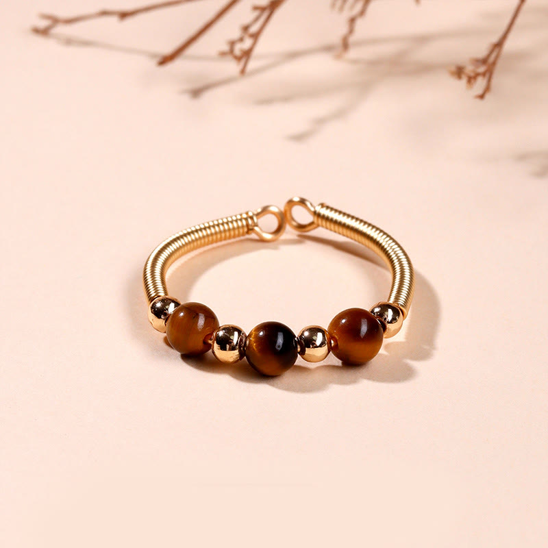 Wear FengShui Natural Stone Bead Alloy Healing Open Ring
