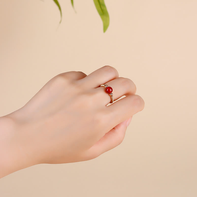 Wear FengShui Natural Stone Bead Alloy Healing Open Ring