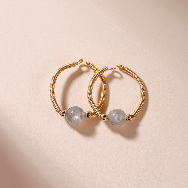 Wear FengShui Natural Stone Bead Alloy Healing Open Ring