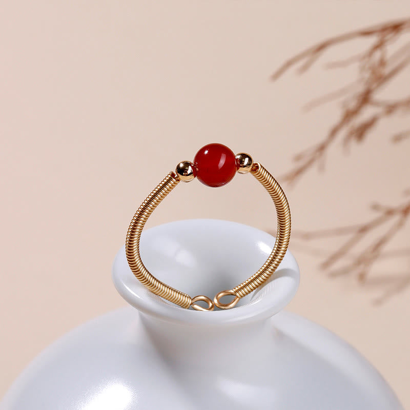 Wear FengShui Natural Stone Bead Alloy Healing Open Ring