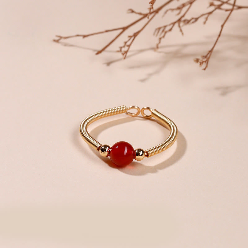 Wear FengShui Natural Stone Bead Alloy Healing Open Ring