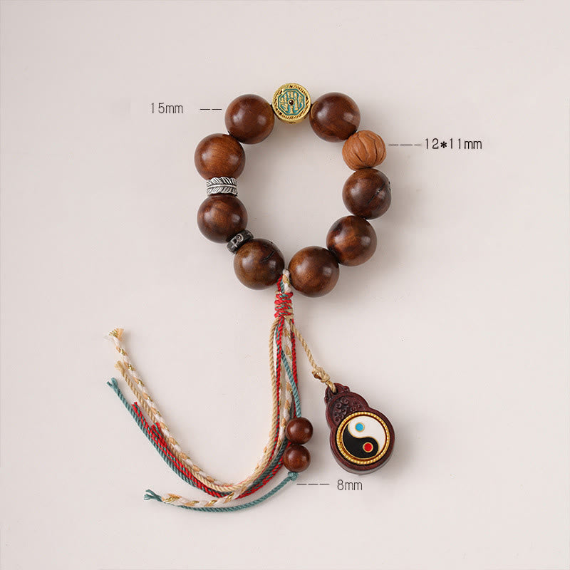 Wear FengShui Tibet Lightning Struck Jujube Wood Yin Yang Luck Bracelet