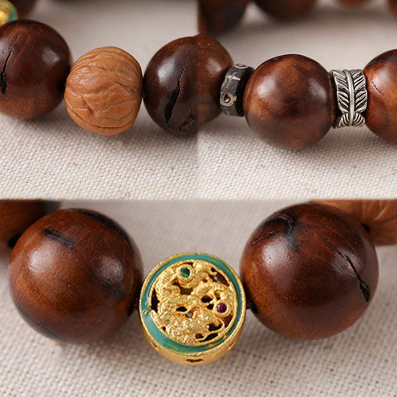 Wear FengShui Tibet Lightning Struck Jujube Wood Yin Yang Luck Bracelet