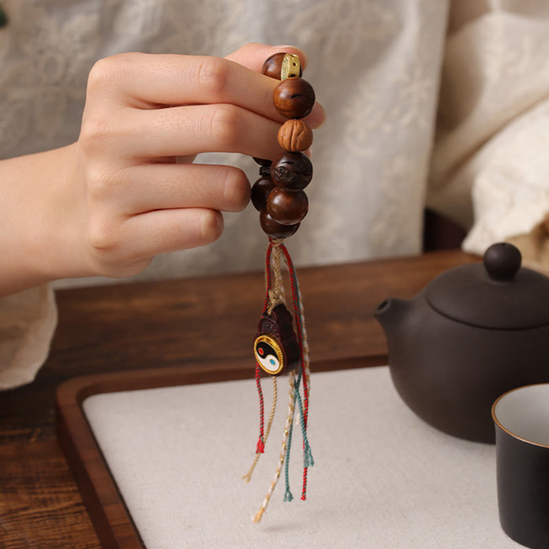 Wear FengShui Tibet Lightning Struck Jujube Wood Yin Yang Luck Bracelet