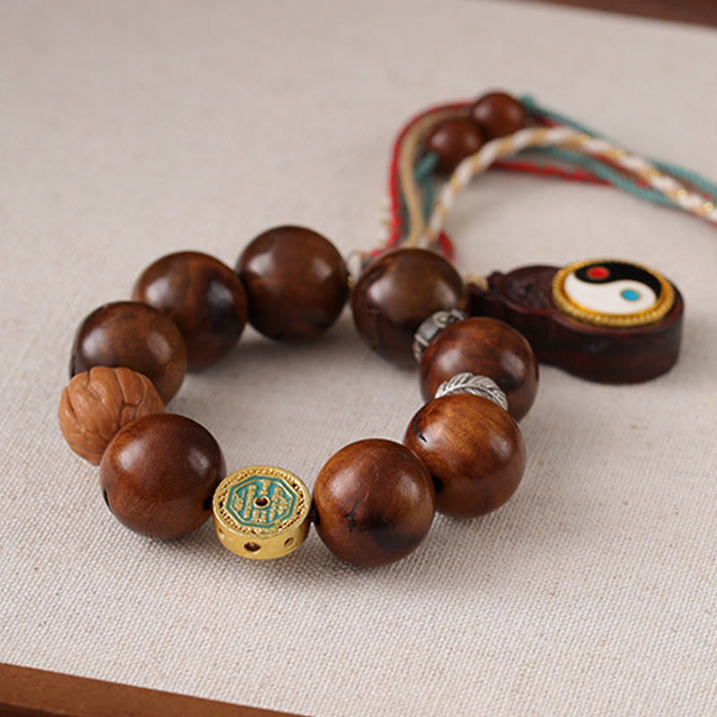 Wear FengShui Tibet Lightning Struck Jujube Wood Yin Yang Luck Bracelet