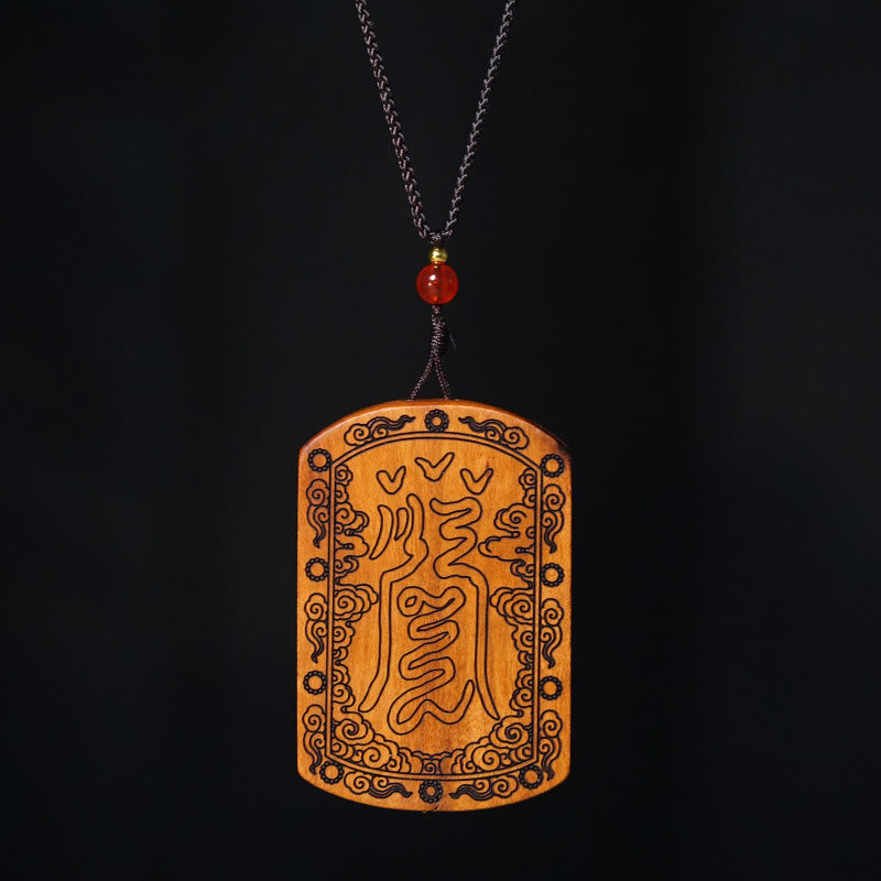 Wear FengShui Lightning Struck Jujube Wood Dragon Yin Yang Bagua Protection Necklace Pendant