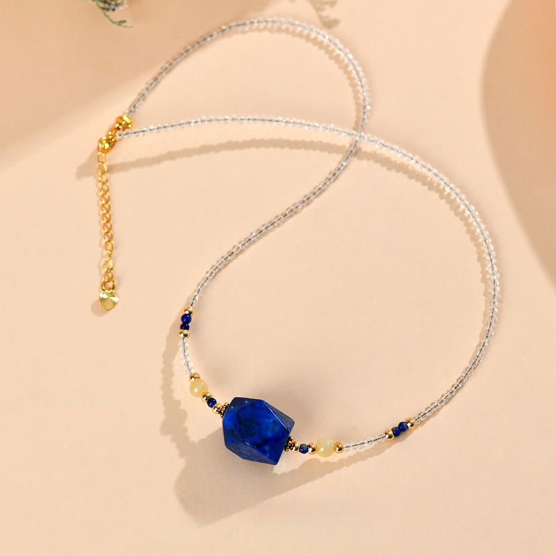 Wear FengShui White Crystal Lazurite Healing Meditation Necklace Pendant