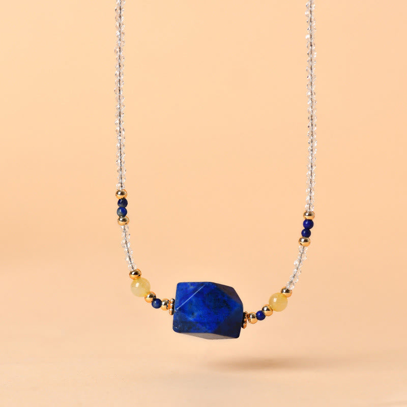 Wear FengShui White Crystal Lazurite Healing Meditation Necklace Pendant