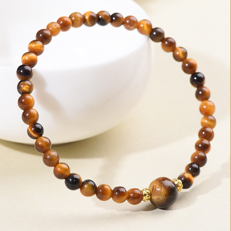 Wear FengShui Tiger Eye Black Obsidian Courage Beads Bracelet