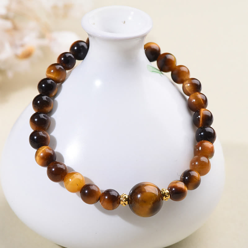 Wear FengShui Tiger Eye Black Obsidian Courage Beads Bracelet
