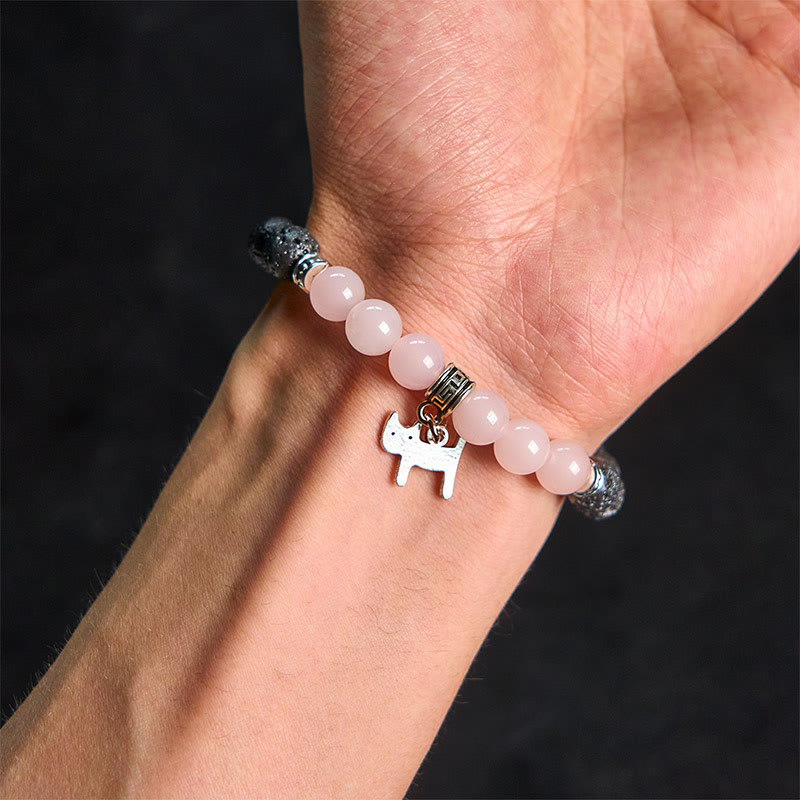 Wear FengShui Black Lava Rock Crystal Beads Animal Pattern Healing Bracelet