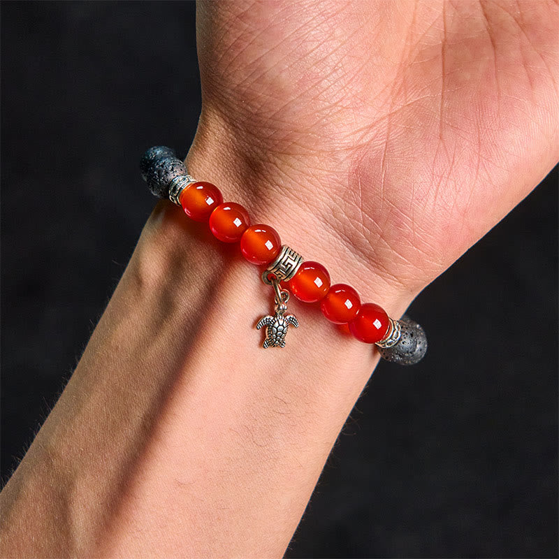 Wear FengShui Black Lava Rock Crystal Beads Animal Pattern Healing Bracelet