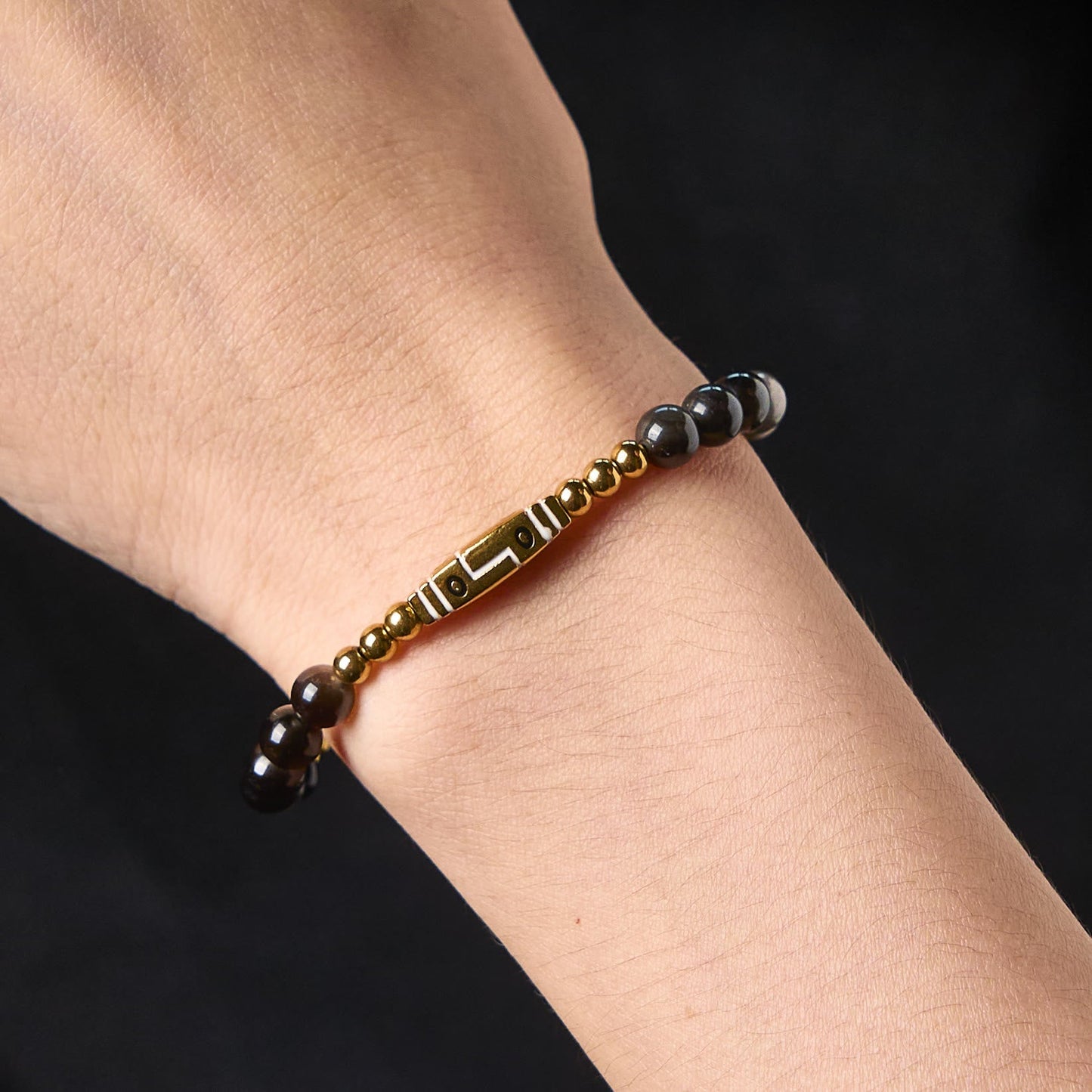 Wear FengShui Cute Bone Pattern Tiger Eye Courage Beads Bracelet