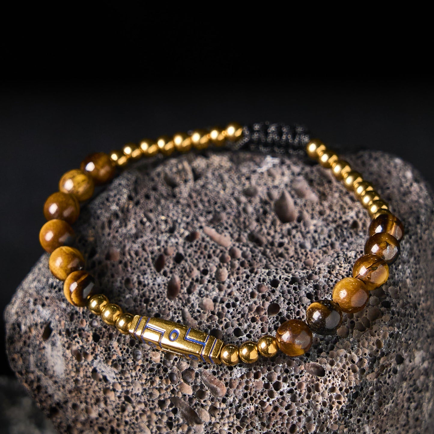 Wear FengShui Cute Bone Pattern Tiger Eye Courage Beads Bracelet