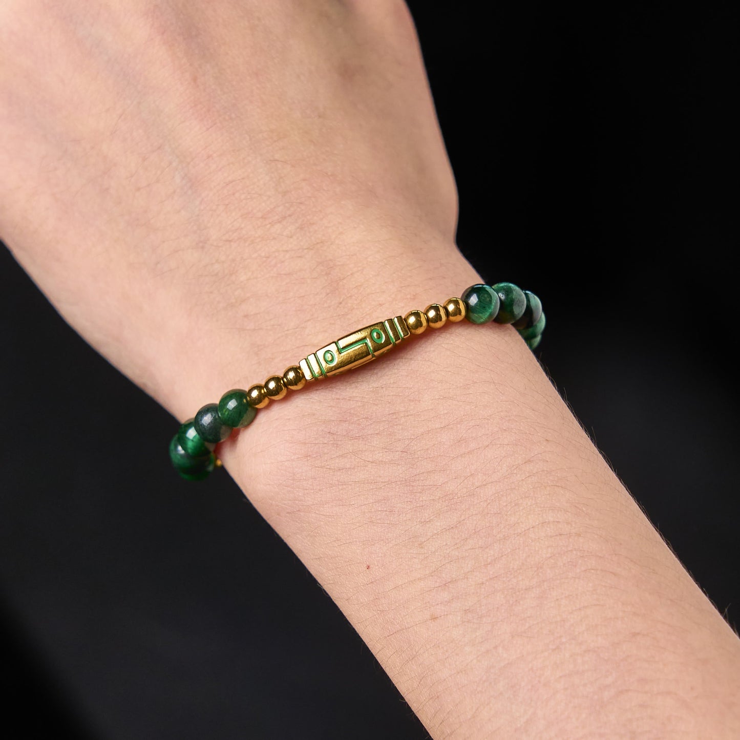 Wear FengShui Cute Bone Pattern Tiger Eye Courage Beads Bracelet