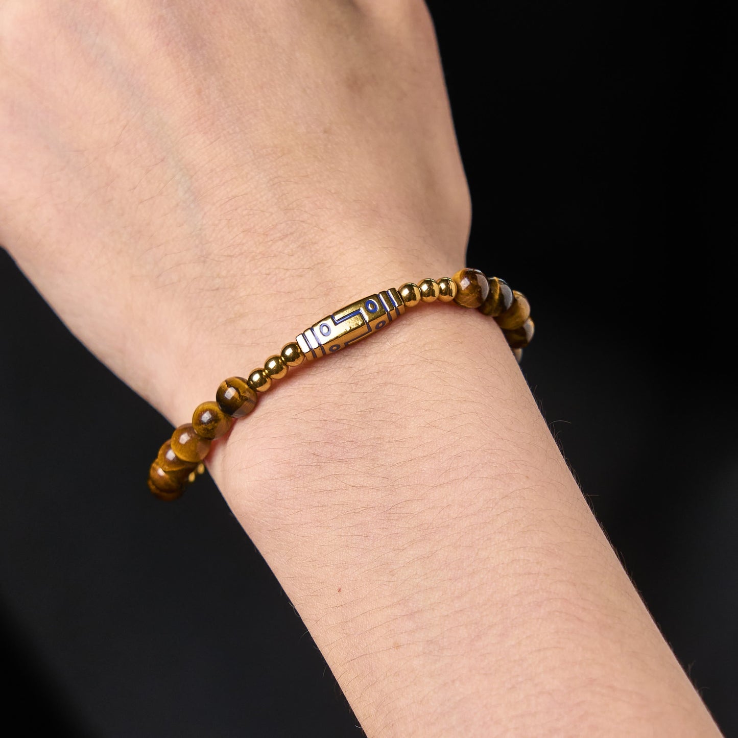 Wear FengShui Cute Bone Pattern Tiger Eye Courage Beads Bracelet