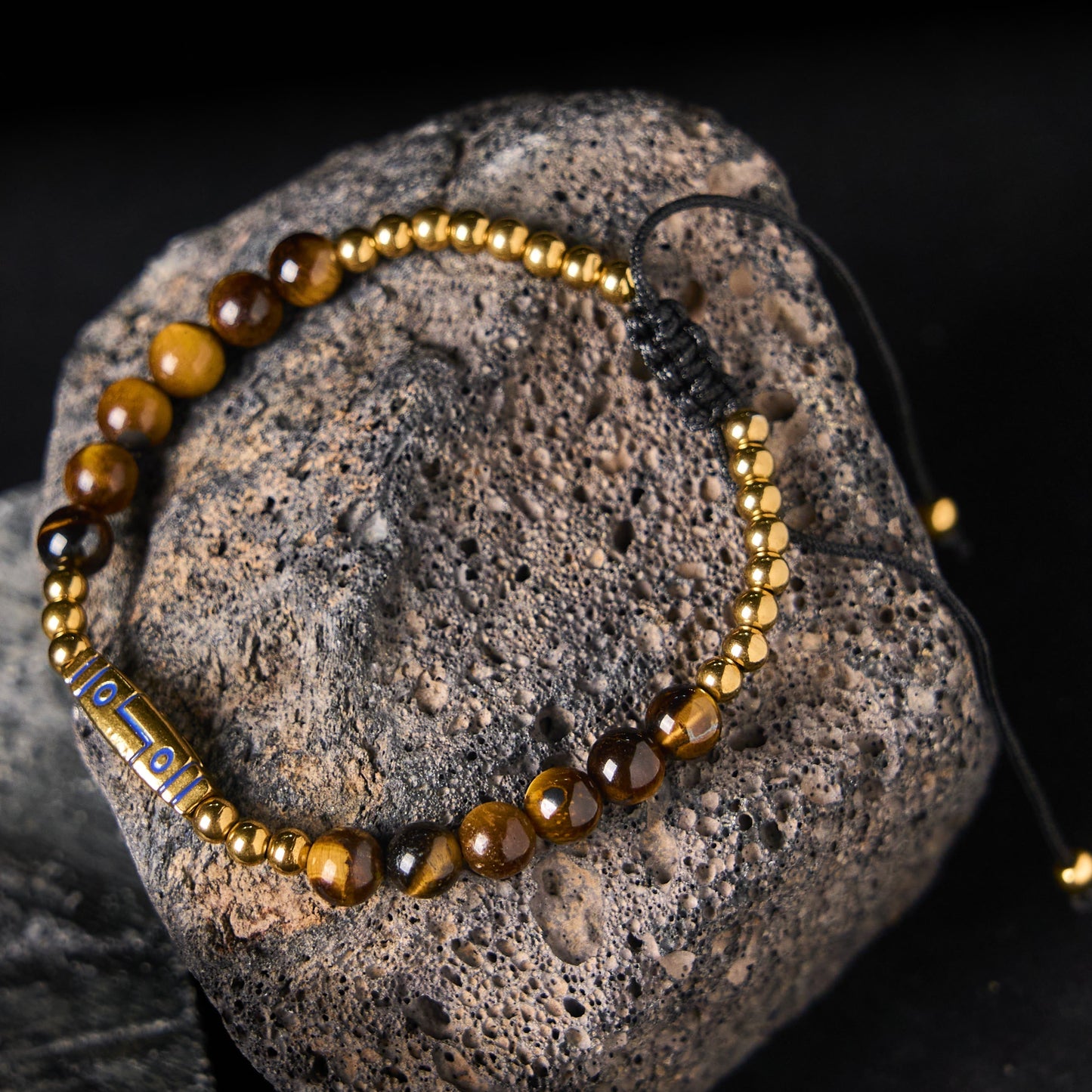 Wear FengShui Cute Bone Pattern Tiger Eye Courage Beads Bracelet