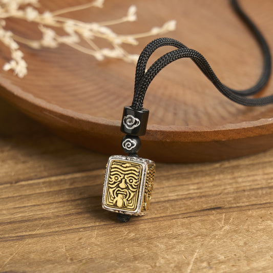 Wear FengShui Tibetan Zakiram Goddess Of Wealth Protection Rope Square Necklace Pendant