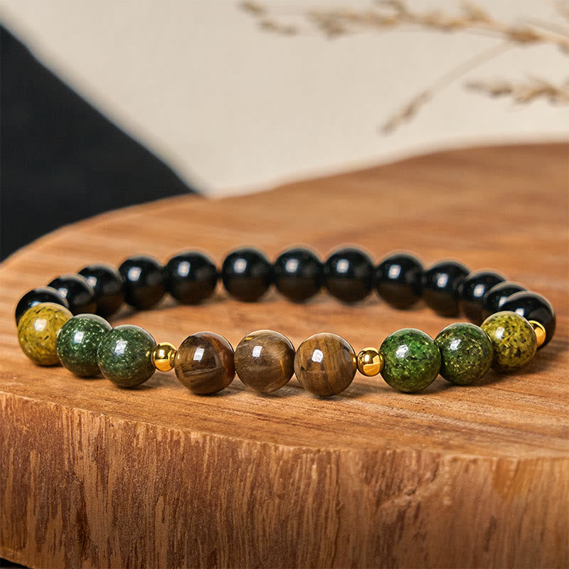 Wear FengShui Turquoise Tiger Eye Beads Glass Balance Serenity Bracelet