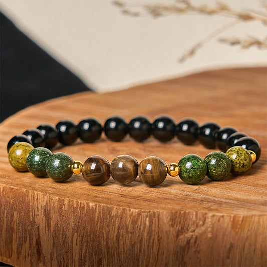 Wear FengShui Turquoise Tiger Eye Beads Glass Balance Serenity Bracelet