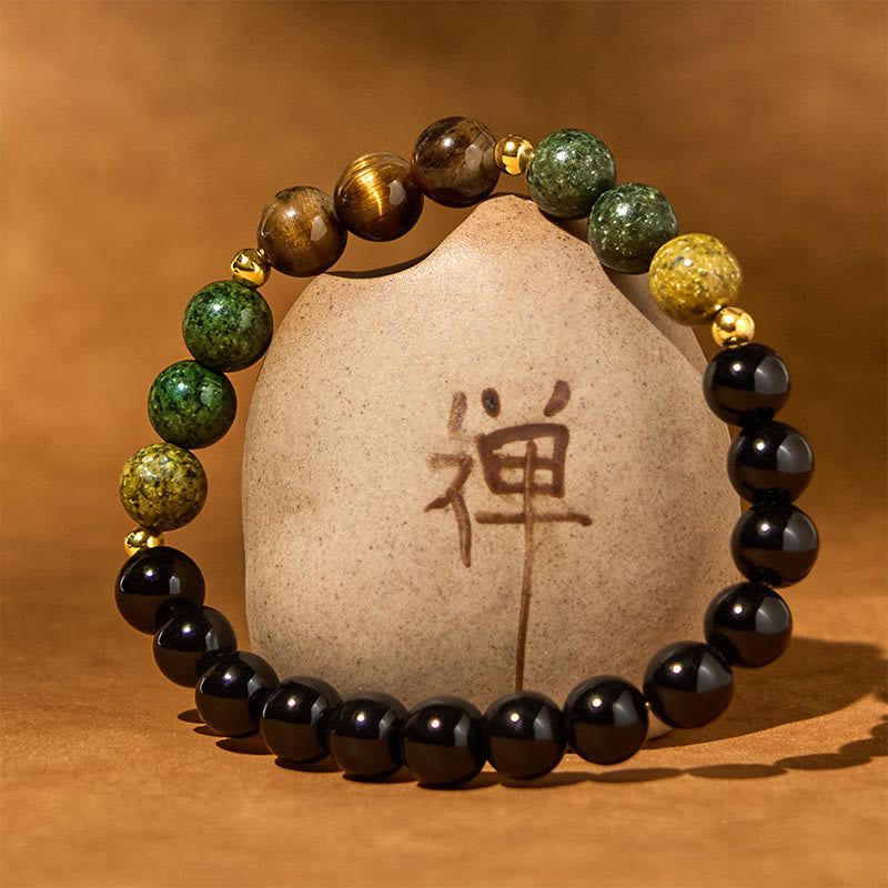Wear FengShui Turquoise Tiger Eye Beads Glass Balance Serenity Bracelet