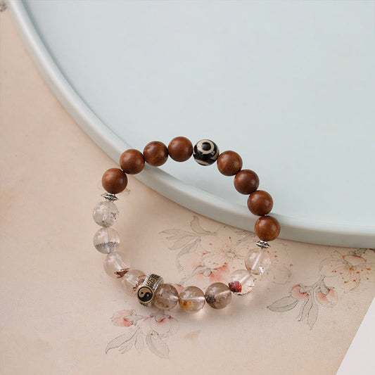 Wear FengShui Lightning Struck Wood Red Phantom Yin Yang Protection Bracelet