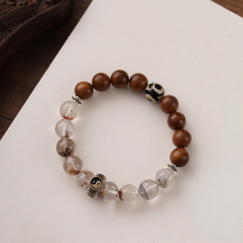 Wear FengShui Lightning Struck Wood Red Phantom Yin Yang Protection Bracelet