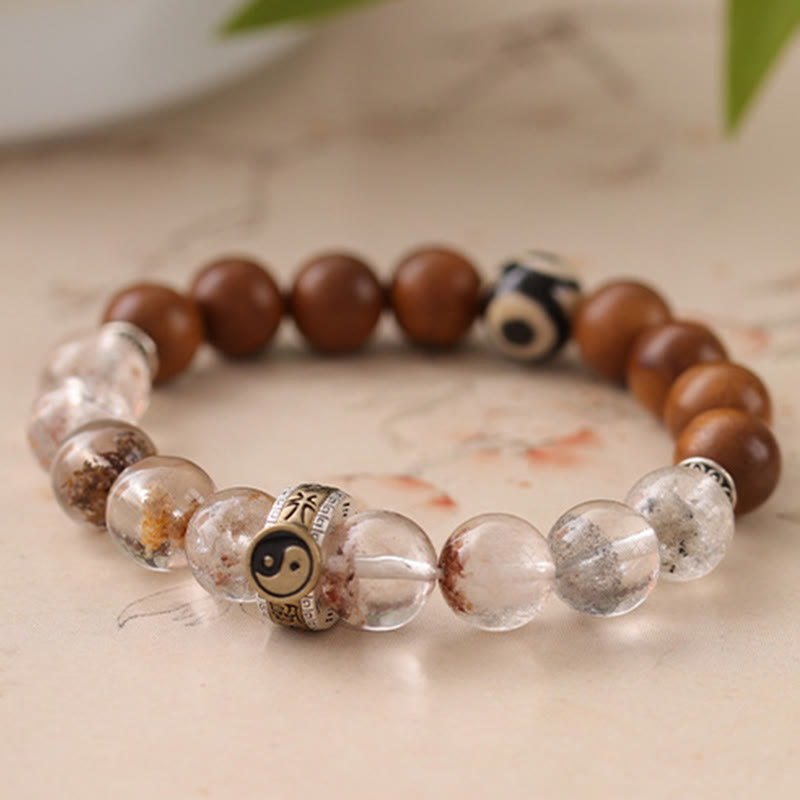 Wear FengShui Lightning Struck Wood Red Phantom Yin Yang Protection Bracelet