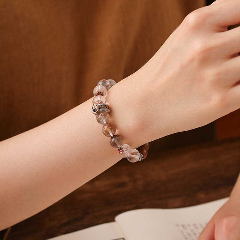 Wear FengShui Lightning Struck Wood Red Phantom Yin Yang Protection Bracelet
