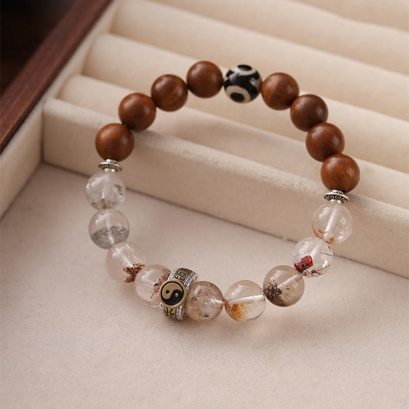 Wear FengShui Lightning Struck Wood Red Phantom Yin Yang Protection Bracelet