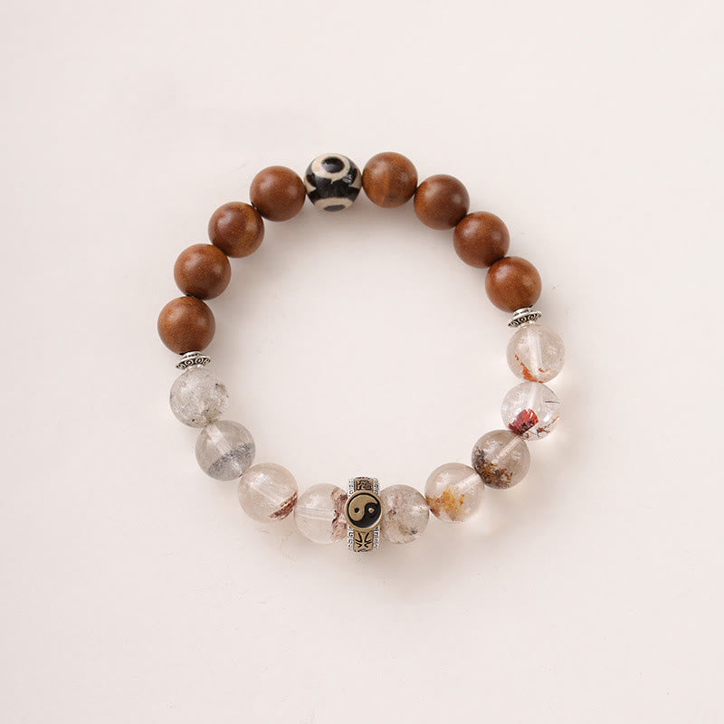 Wear FengShui Lightning Struck Wood Red Phantom Yin Yang Protection Bracelet