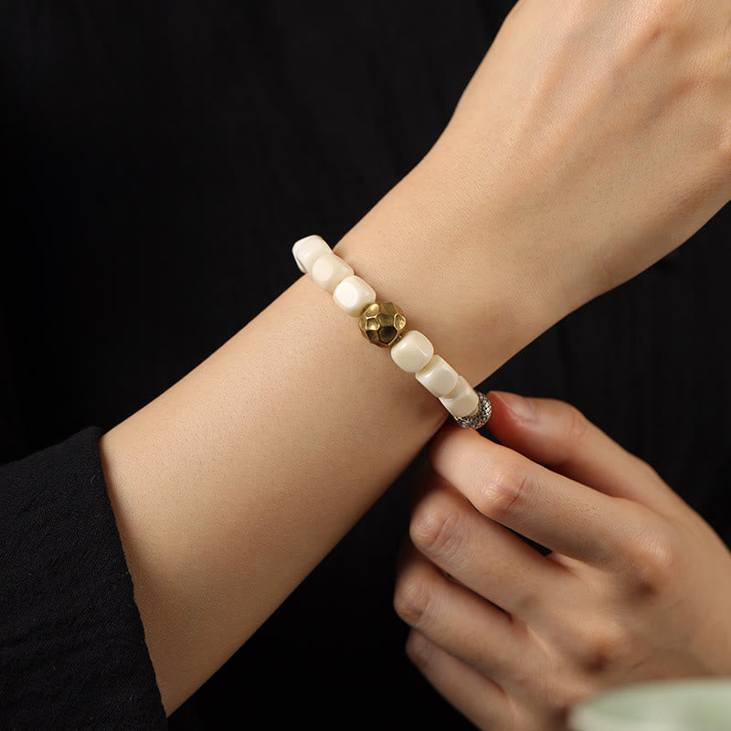 Wear FengShui Bodhi Seed Hammered Copper Brass Calm Bracelet