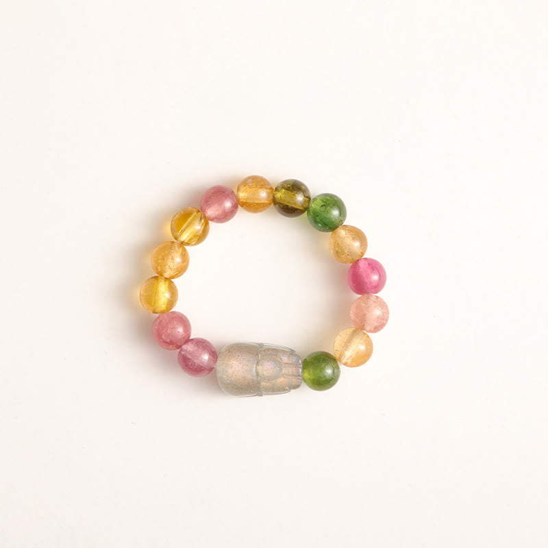 Wear FengShui Natural Tourmaline Lucky Pearl Pixiu Amber Positive Love Ring