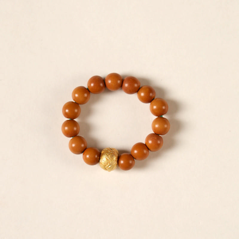 Wear FengShui Olive Pit Bead Copper Coin Inner Strength Ring