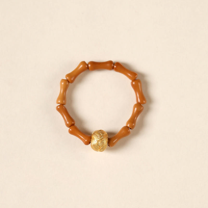 Wear FengShui Olive Pit Bead Copper Coin Inner Strength Ring