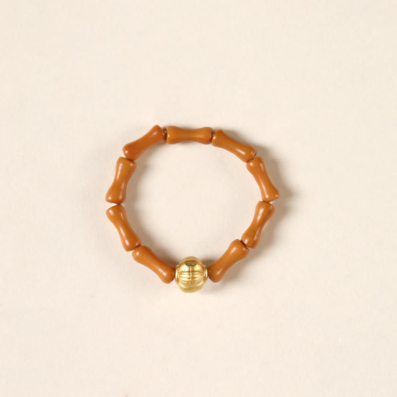 Wear FengShui Olive Pit Bead Copper Coin Inner Strength Ring