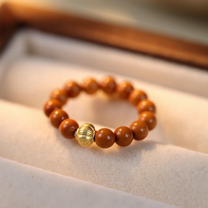 Wear FengShui Olive Pit Bead Copper Coin Inner Strength Ring